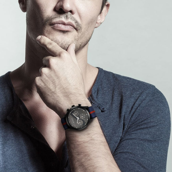 Titan Athleisure Anthracite Dial Quartz Multifunction Nylon Strap watch for Men-NS90129QP02