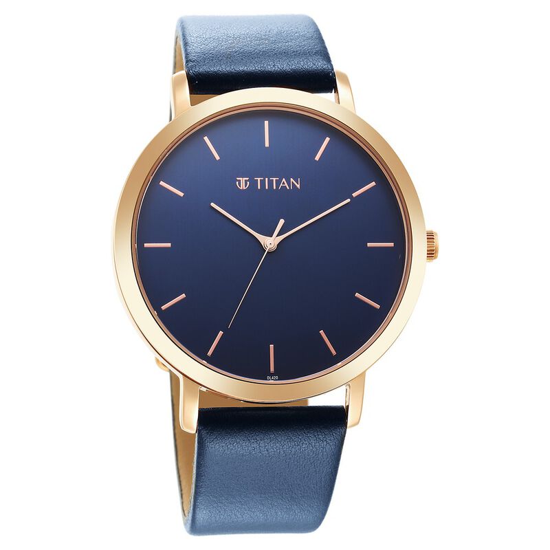 Titan Memento Blue Dial Analog Leather Strap Watch For Men