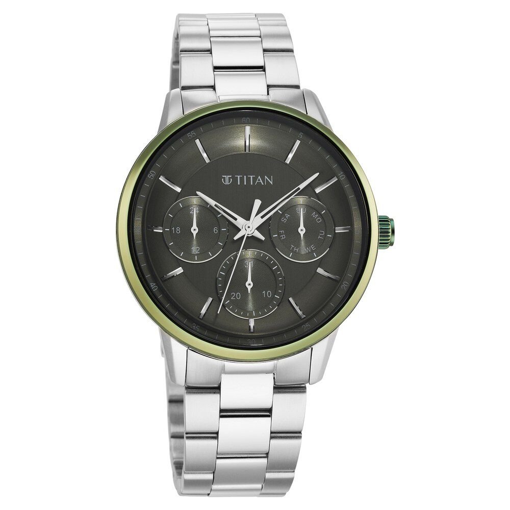 Titan Urban Magic Green Dial Quartz Multifunction Stainless Steel Strap watch for Men - The Watch Factory ®