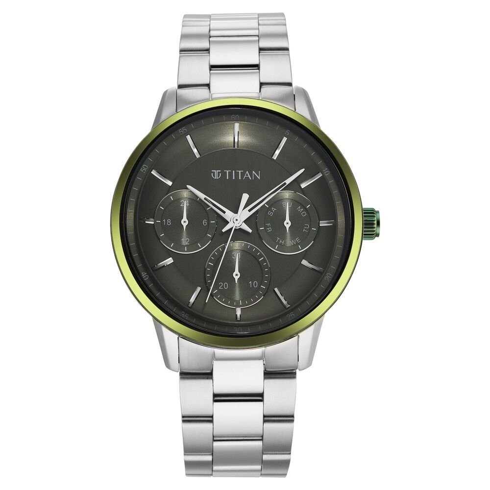 Titan Urban Magic Green Dial Quartz Multifunction Stainless Steel Strap watch for Men - The Watch Factory ®