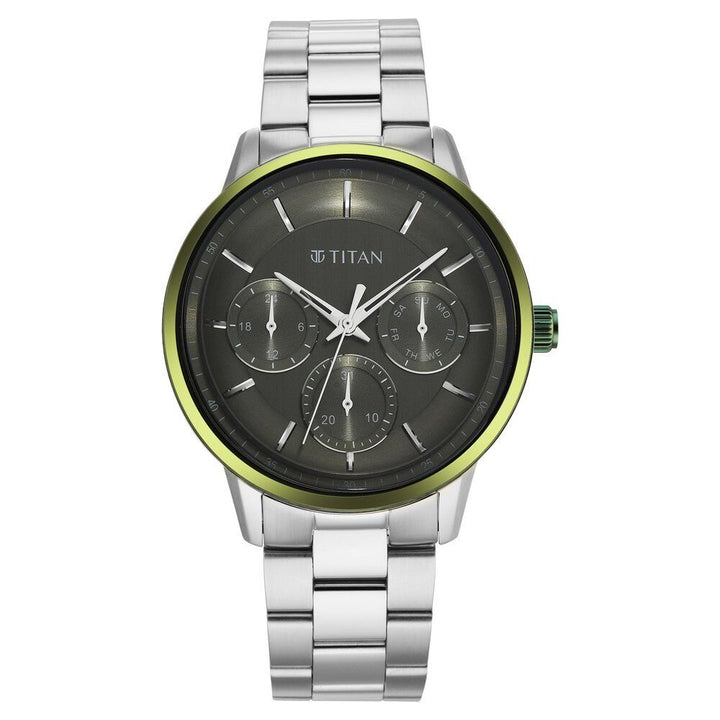 Titan Urban Magic Green Dial Quartz Multifunction Stainless Steel Strap watch for Men - The Watch Factory ®