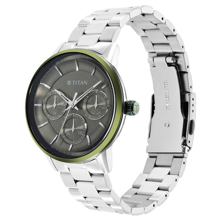 Titan Urban Magic Green Dial Quartz Multifunction Stainless Steel Strap watch for Men - The Watch Factory ®