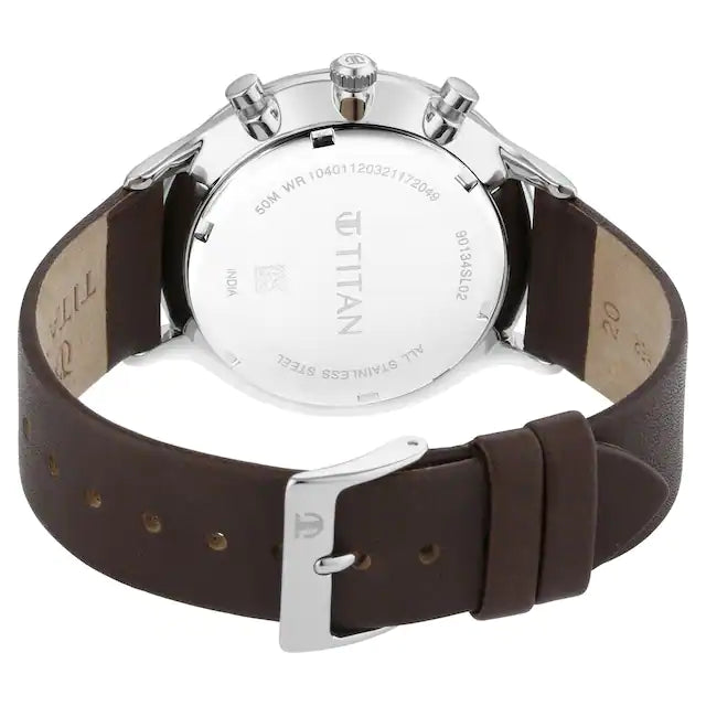 TITAN Light Leathers Watch with Brown Dial & Brown Leather Strap 90134SL02(DM196)