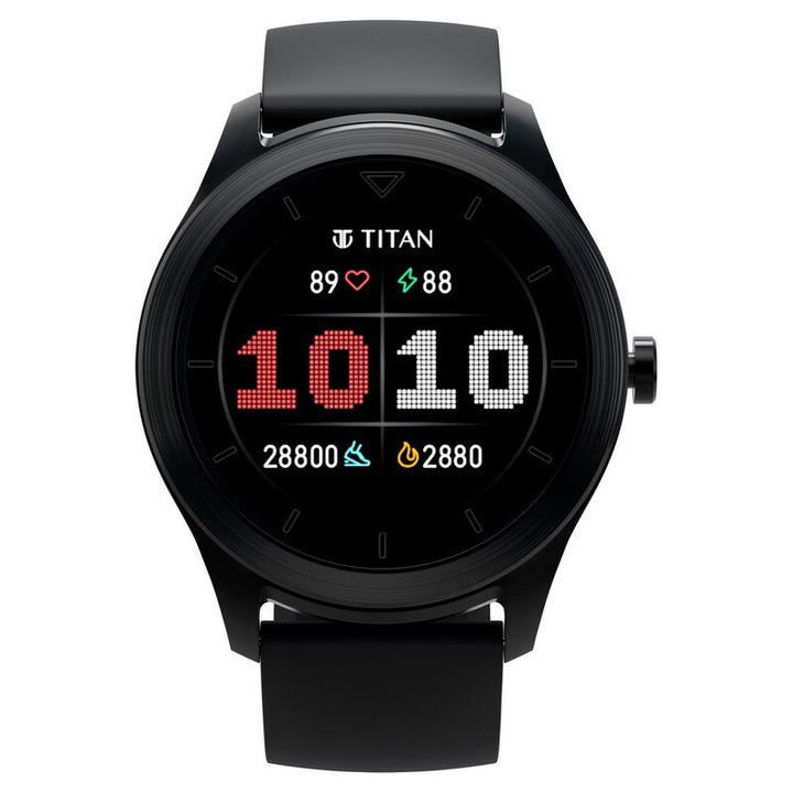 Titan Smart Touch Screen Unisex Watch With Black Dial Silicone Strap With Women's Health Tracking