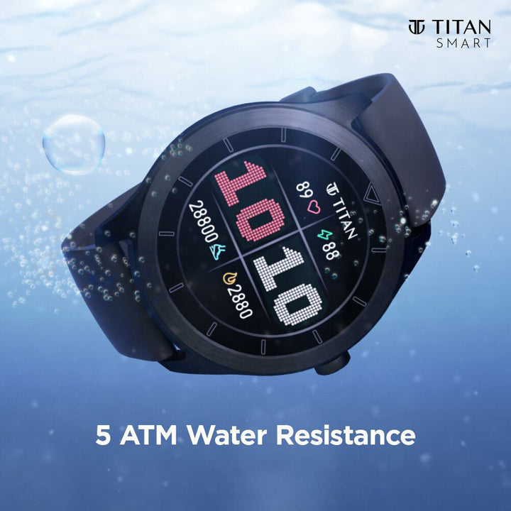 Titan Smart Touch Screen Unisex Watch With Black Dial Silicone Strap With Women's Health Tracking