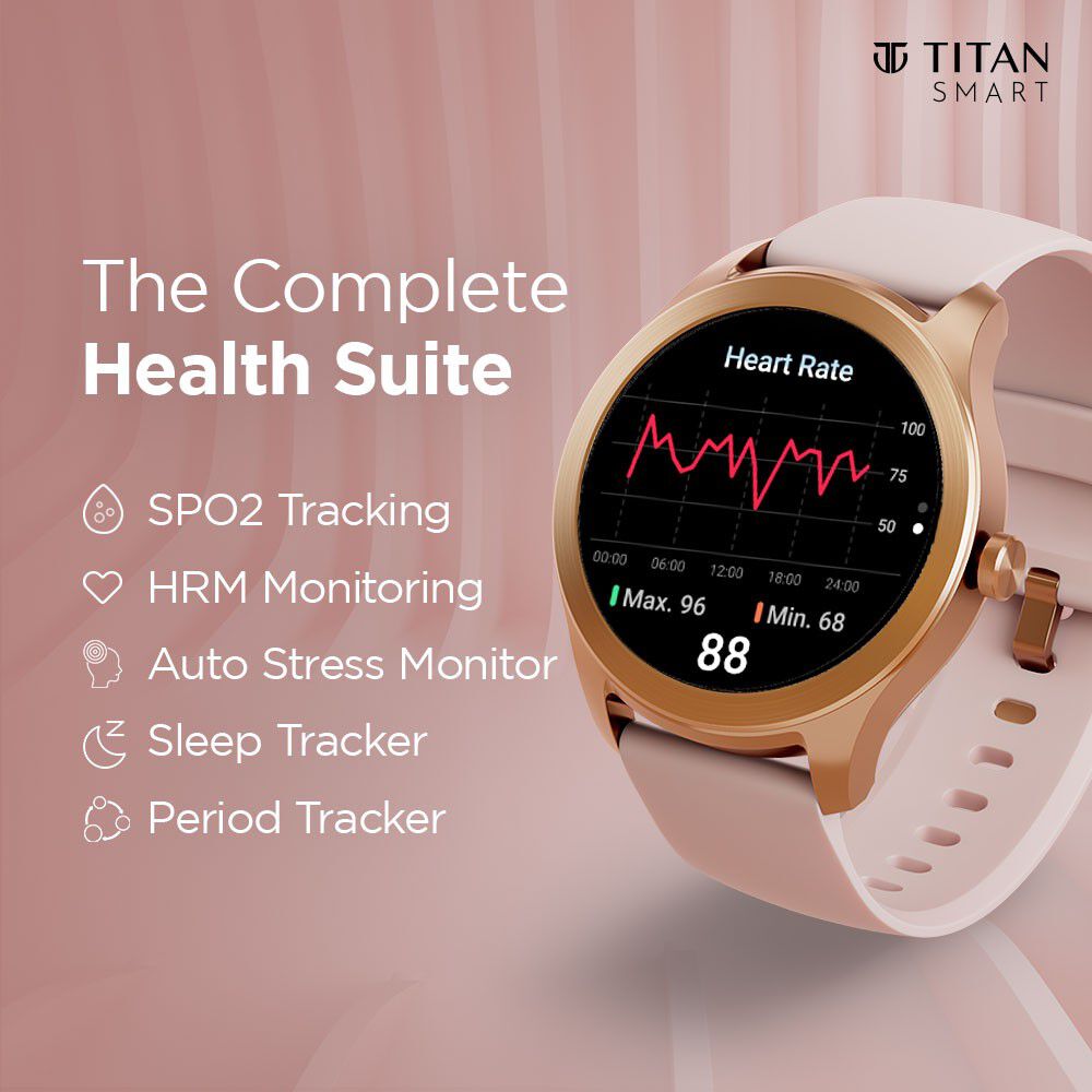 Titan Smart Touch Screen Smart WatchBlue Silicone Strap Watch For Unisex