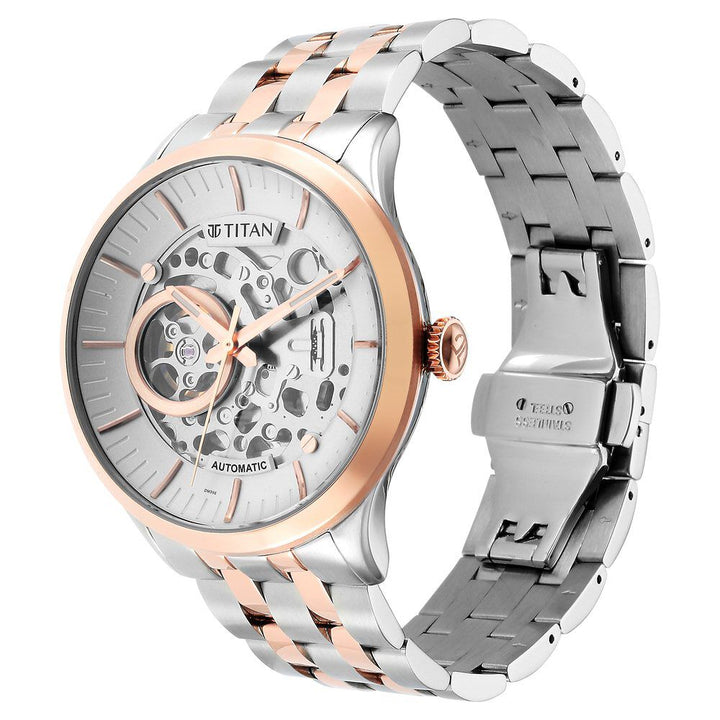 Titan Metal Mechanicals Silver Dial Automatic Stainless Steel Strap Watch for Men - The Watch Factory ®