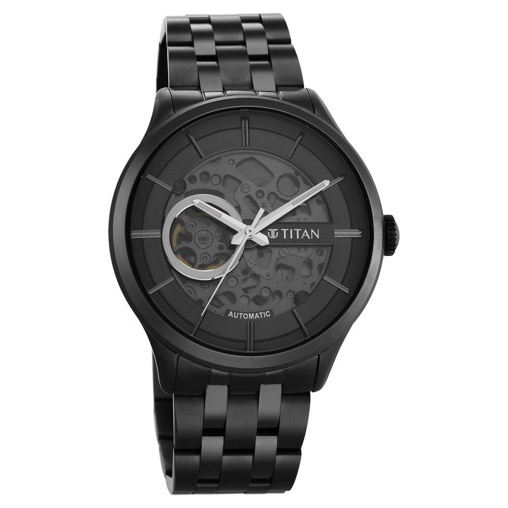 Titan Metal Mechanicals Automatic Grey Dial Grey Stainless Steel Strap Watch For Men - The Watch Factory ®