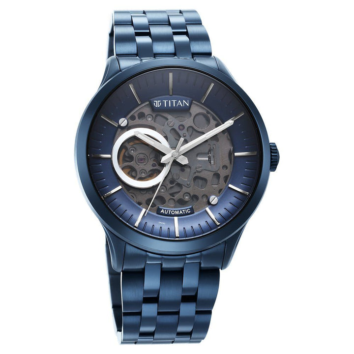 Titan Metal Mechanicals Blue Dial Analog Stainless Steel Strap Watch for Men - The Watch Factory ®