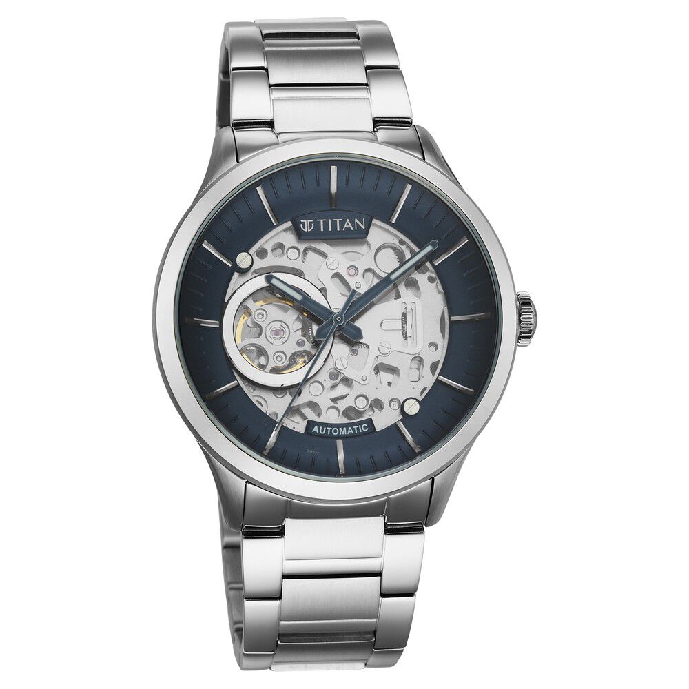 Titan Metal Mechanicals Blue Dial Automatic Stainless Steel Strap watch for Men - The Watch Factory ®