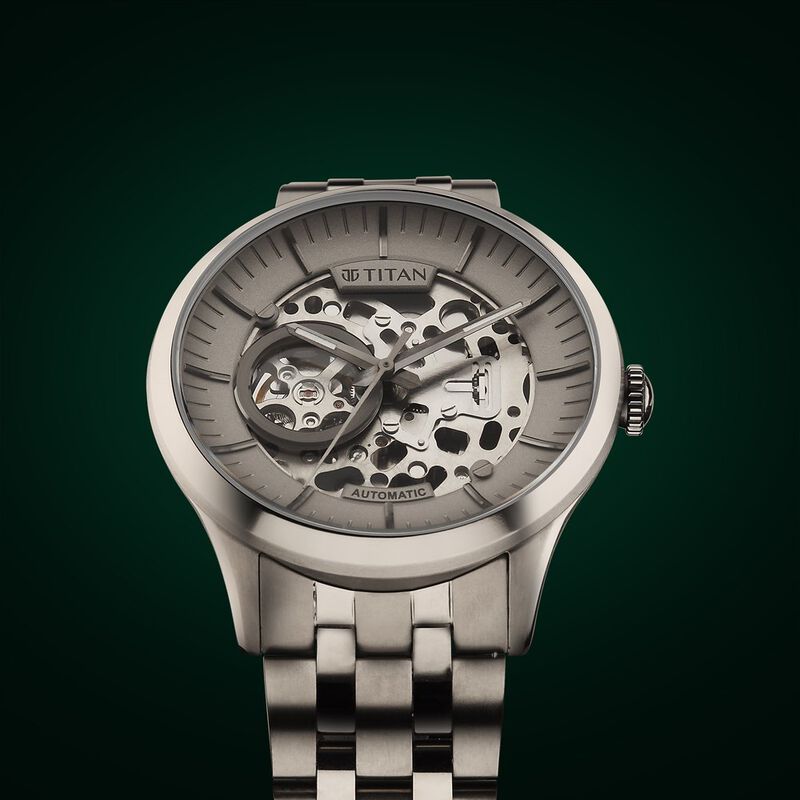 Titan Metal Mechanicals Anthracite Dial Analog Titanium Strap Watch for Men