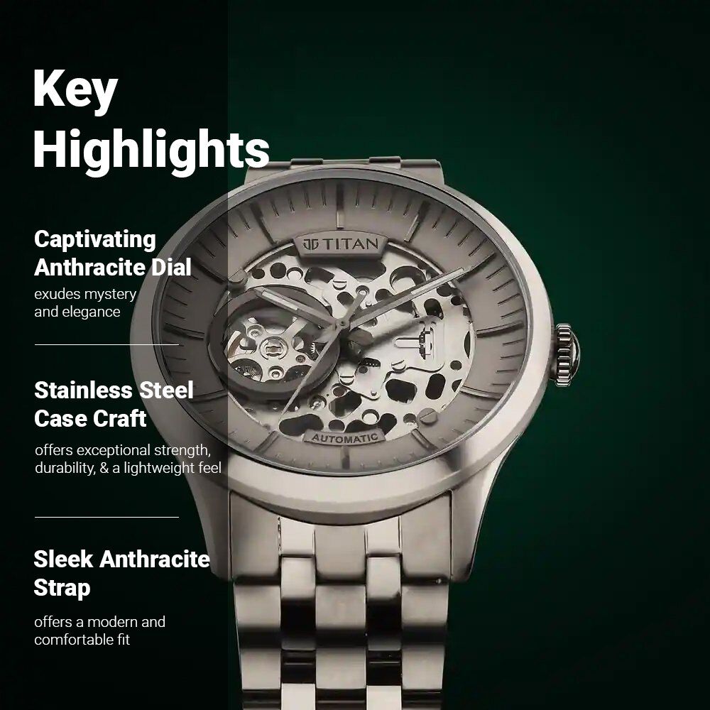 Titan Metal Mechanicals Anthracite Dial Analog Titanium Strap watch for Men - The Watch Factory ®