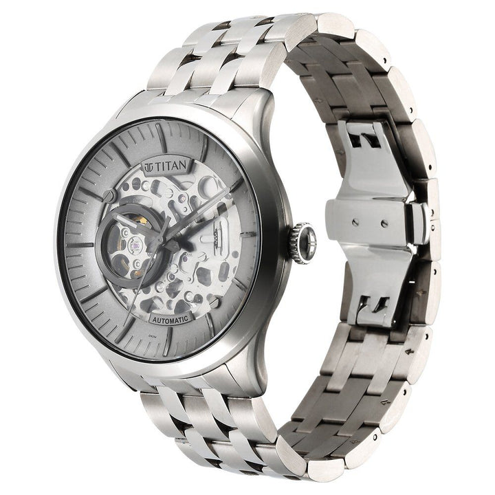 Titan Metal Mechanicals Anthracite Dial Analog Titanium Strap watch for Men - The Watch Factory ®
