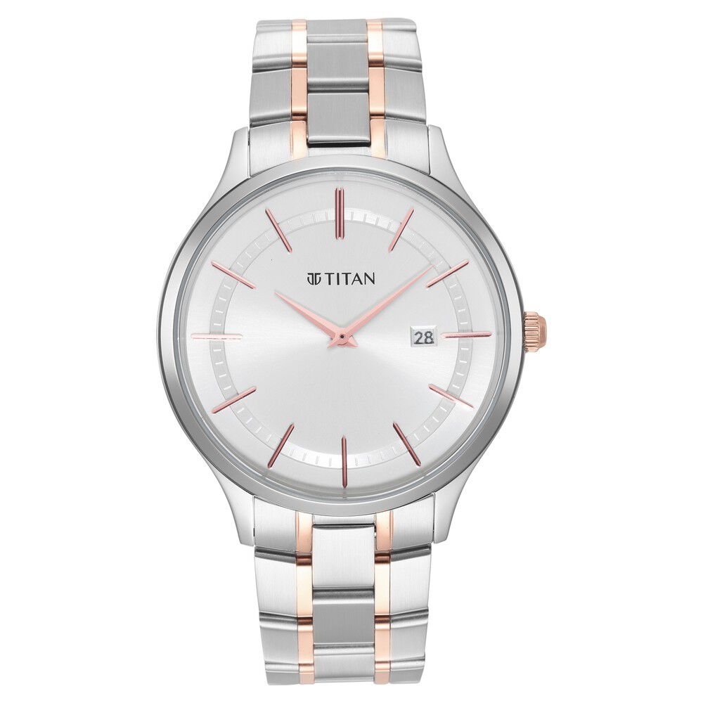 Titan Classique Slimline Silver Dial Analog with Date Stainless Steel Strap watch for Men - The Watch Factory ®
