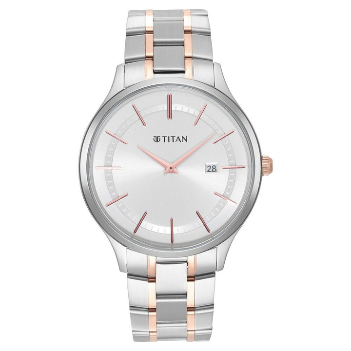 Titan Classique Slimline Silver Dial Analog with Date Stainless Steel Strap watch for Men - The Watch Factory ®