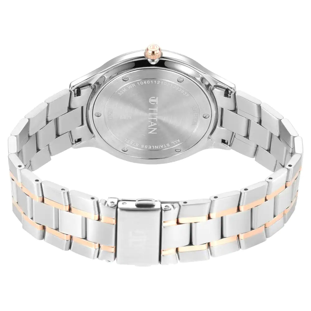 Titan Classique Slimline Watch with Silver Dial & Two Toned Stainless Steel Strap NQ90142KM01
