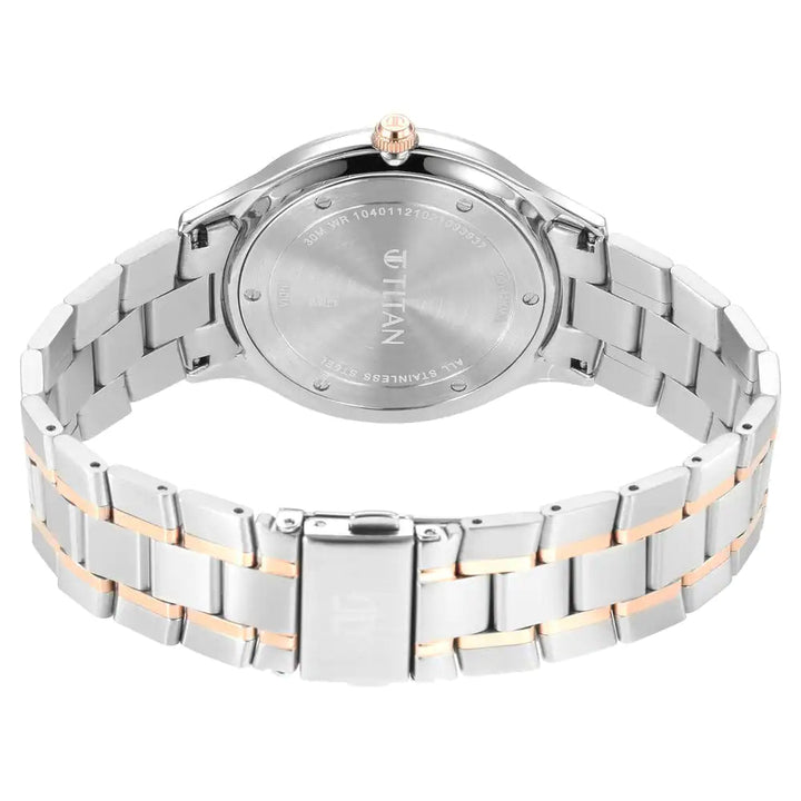 Titan Classique Slimline Watch with Silver Dial & Two Toned Stainless Steel Strap NQ90142KM01