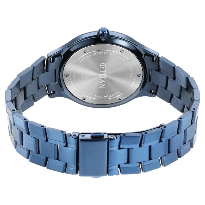 Titan Classique Slimline Watch with Blue Dial & Blue Stainless Steel Strap NQ90142QM01
