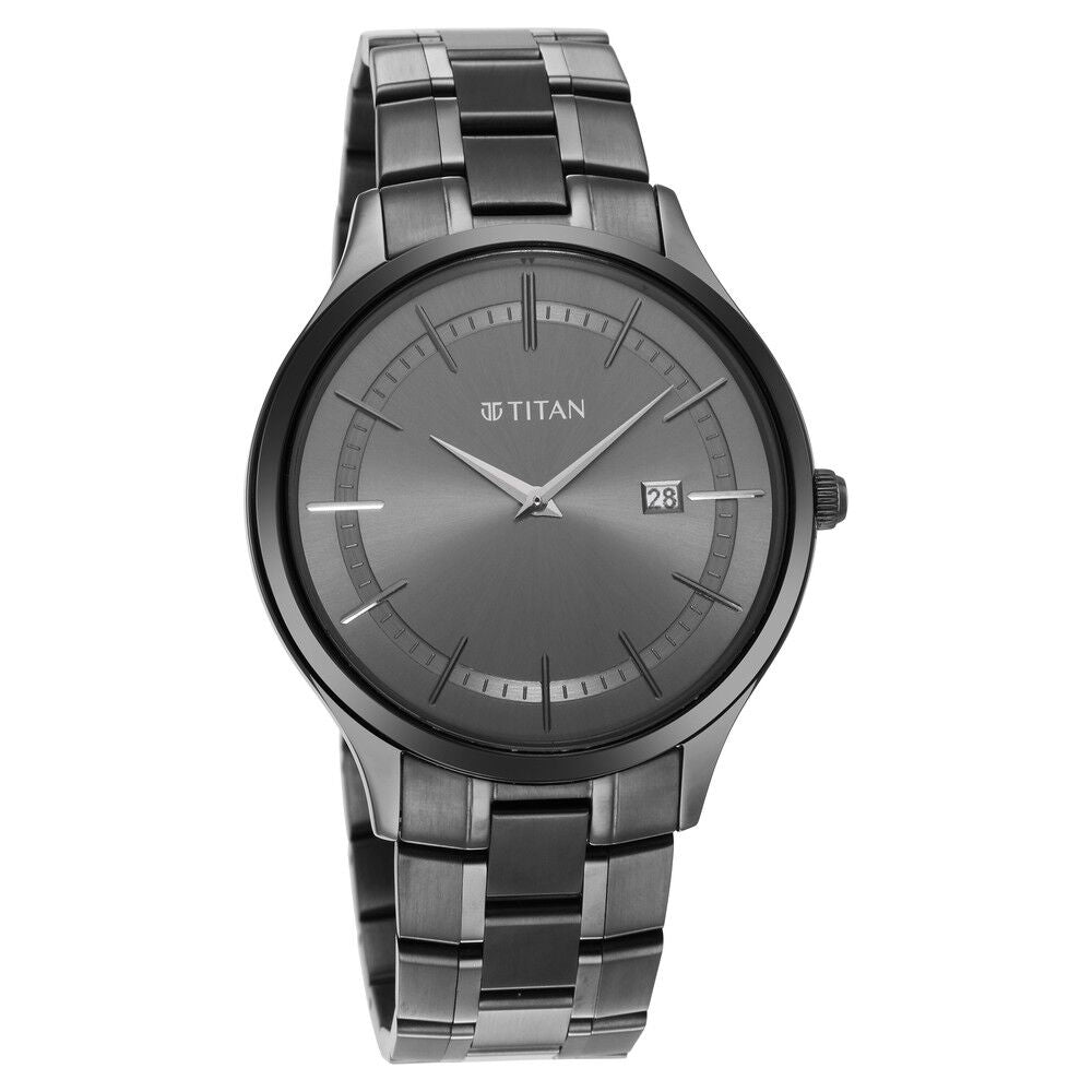 Titan Classique Slimline Anthracite Dial Analog with Date Stainless Steel Strap watch for Men - The Watch Factory ®