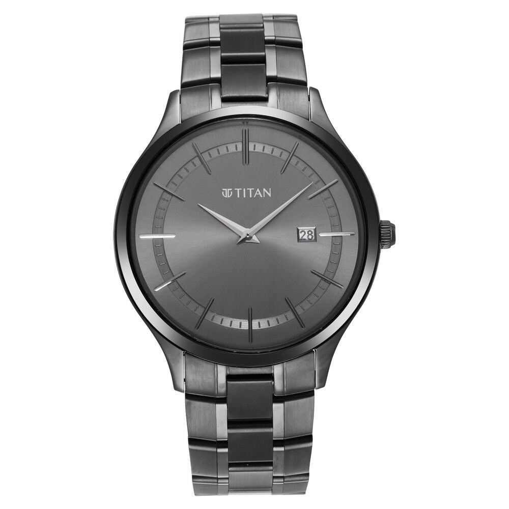 Titan Classique Slimline Anthracite Dial Analog with Date Stainless Steel Strap watch for Men - The Watch Factory ®