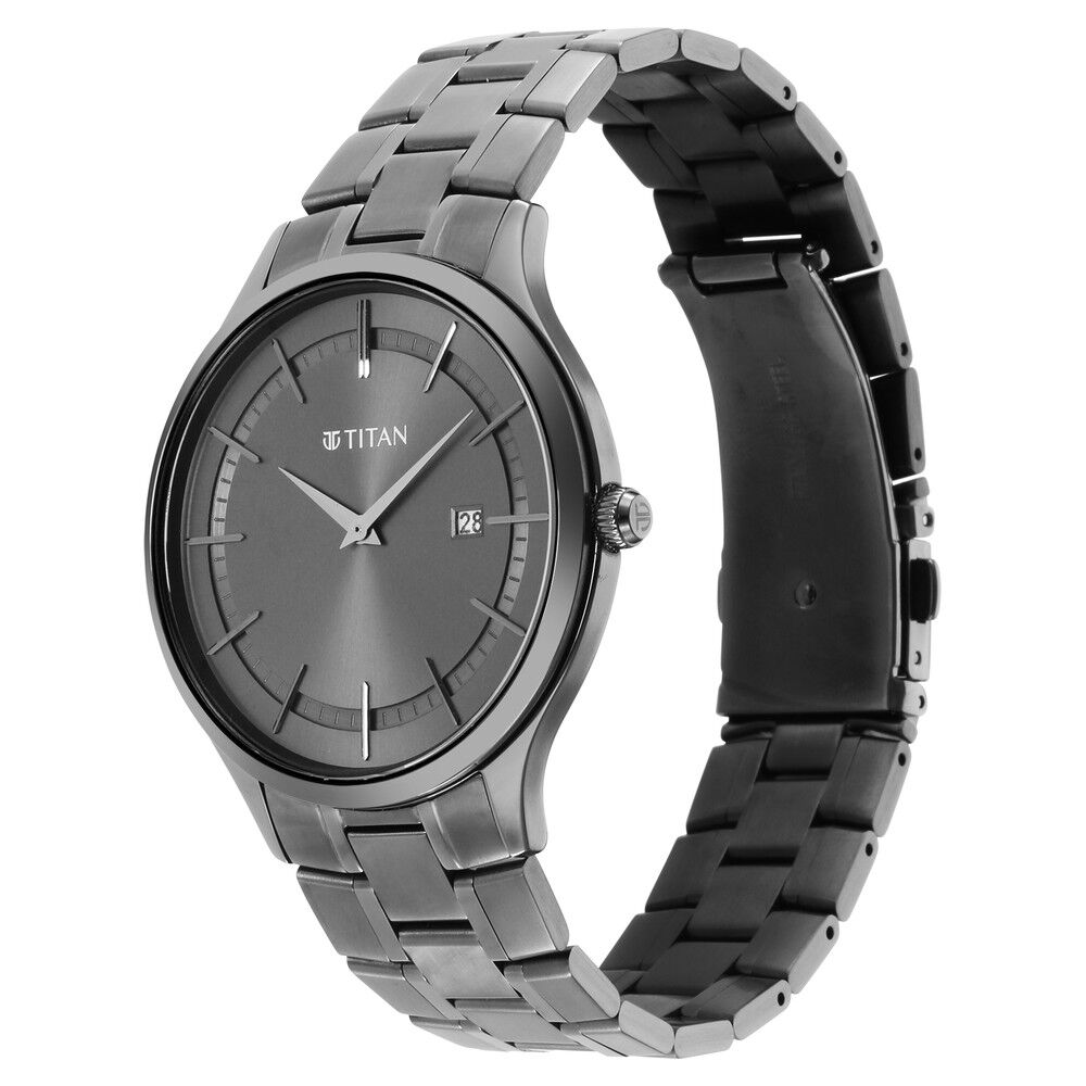 Titan Classique Slimline Anthracite Dial Analog with Date Stainless Steel Strap watch for Men - The Watch Factory ®