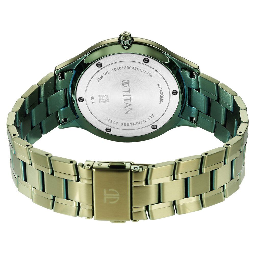 Titan Classique Slimline Green Dial Analog with Day and Date Stainless Steel Strap watch for Men - The Watch Factory ®