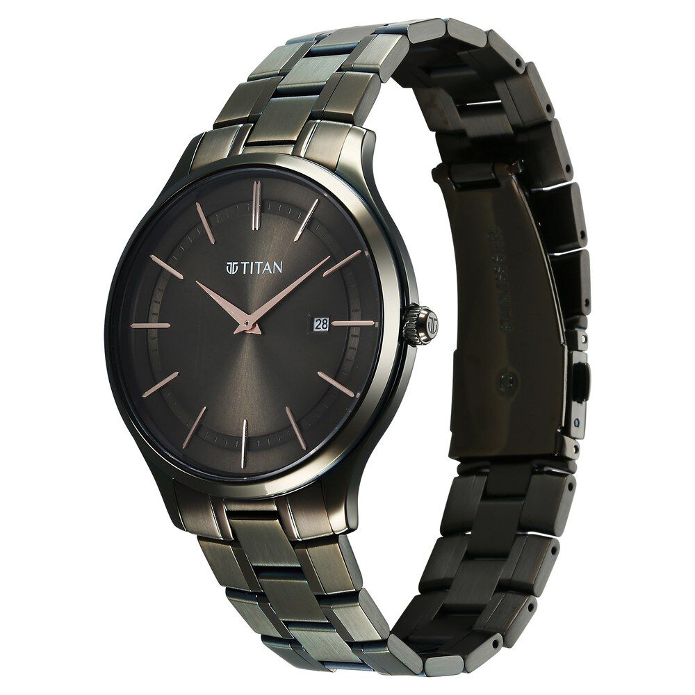 Titan Clasique Slim Quartz Analog with Date Brown Dial With Two Toned Color Stainless Steel Strap Watch For Men - The Watch Factory ®