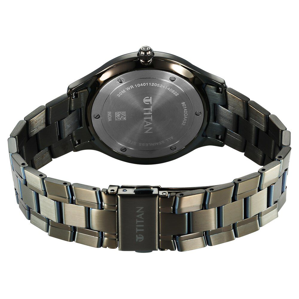 Titan Clasique Slim Quartz Analog with Date Brown Dial With Two Toned Color Stainless Steel Strap Watch For Men 90142QM07