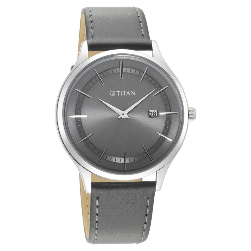 Titan Classique Slimline Grey Dial Analog with Date Leather Strap Watc ...