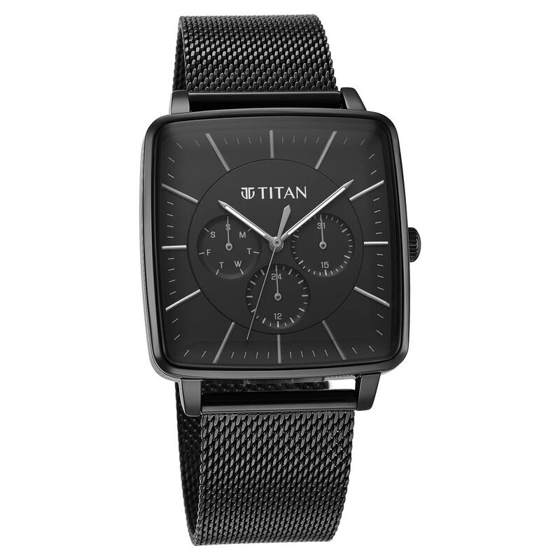 Titan Avant Garde Black Dial Quartz Multifunction Stainless Steel Strap watch for Men