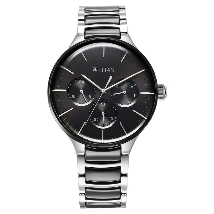 Titan Ceramic Fusion Black Dial Multifunction Watch 90148KD01 / NS90148KD01