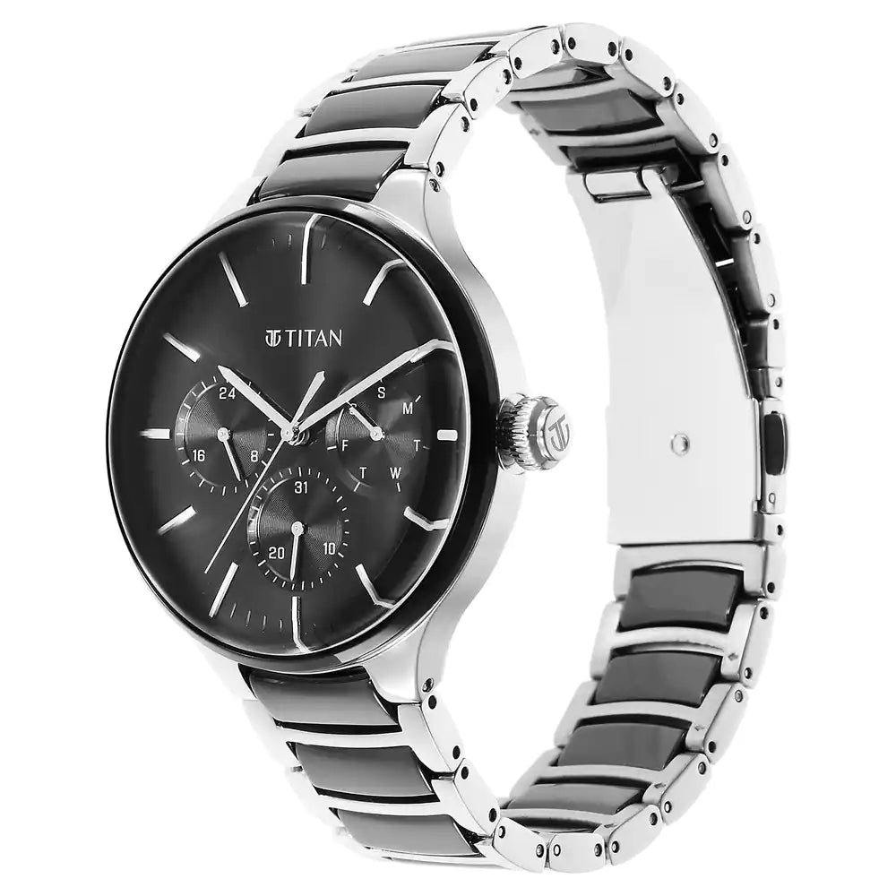 Titan Ceramic Fusion Black Dial Multifunction Watch 90148KD01 / NS90148KD01