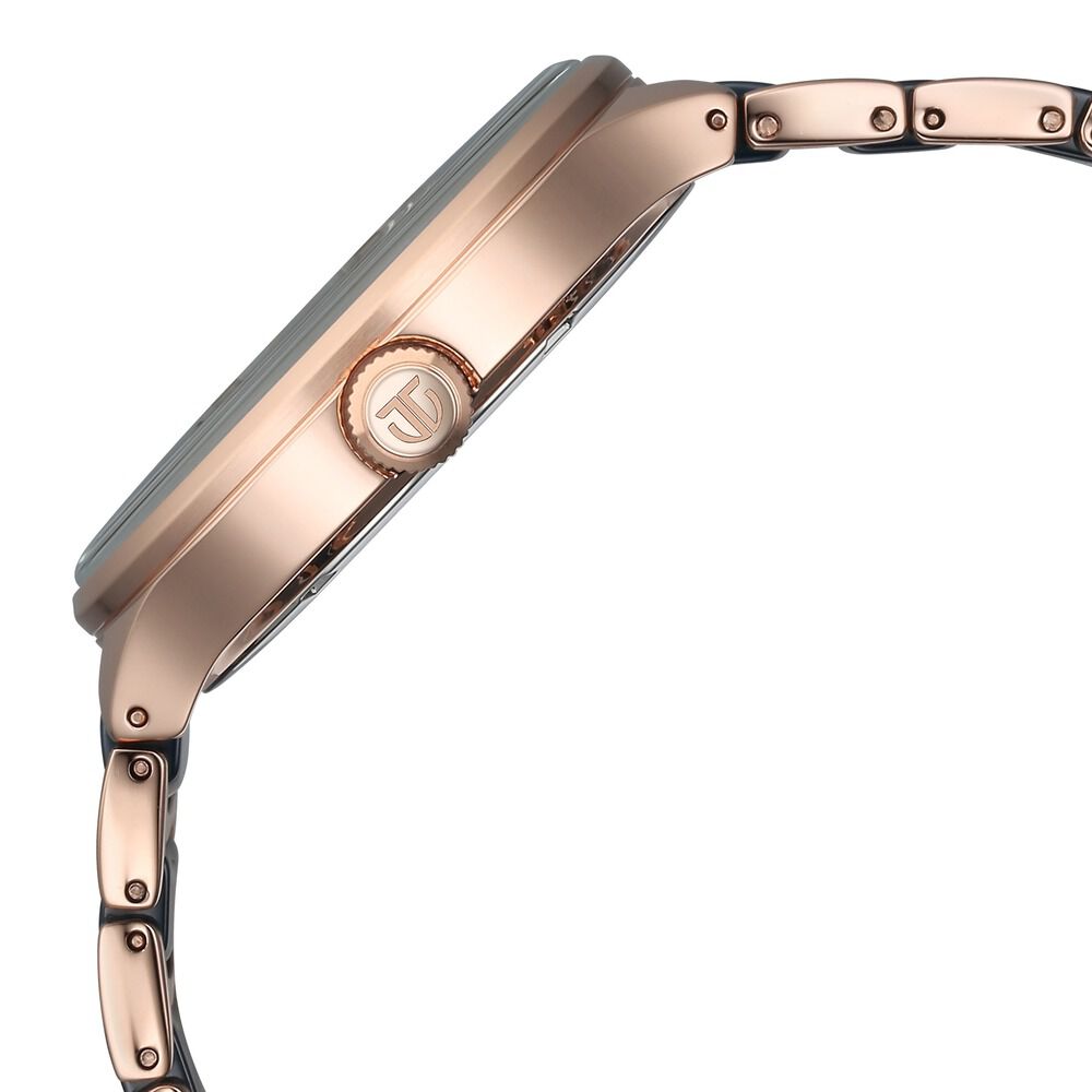 Titan Ceramic Fusion Quartz Multifunction Blue Dial With Two Toned Color Stainless Steel Strap Watch For Men 90148KD04