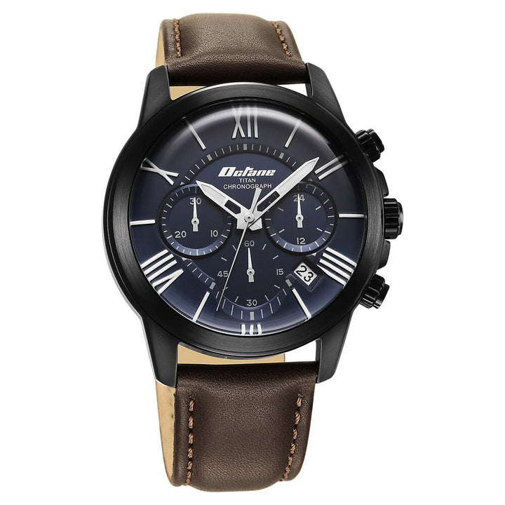 Titan Quartz Chronograph Blue Dial Leather Strap Watch for Men - The Watch Factory ®