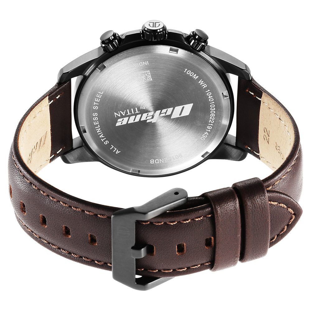 Titan Quartz Chronograph Blue Dial Leather Strap Watch for Men - The Watch Factory ®