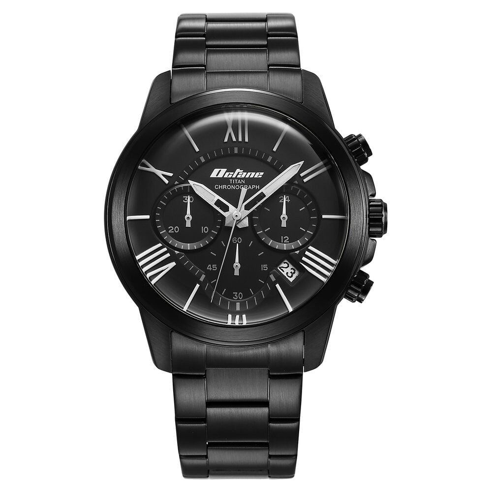 Titan Octane Classic Sporty Black Dial Chronograph Stainless Steel Strap Watch for Men - The Watch Factory ®