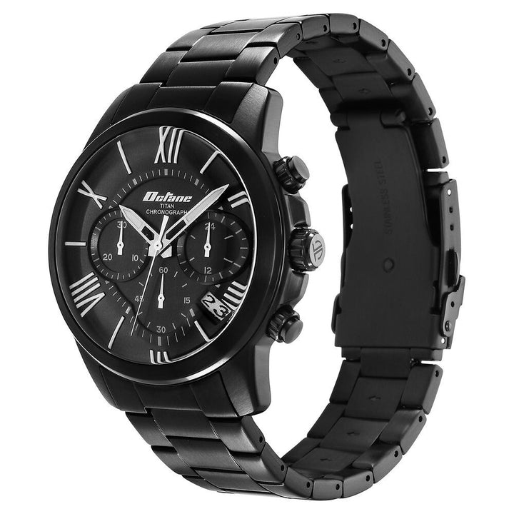 Titan Octane Classic Sporty Black Dial Chronograph Stainless Steel Strap Watch for Men - The Watch Factory ®
