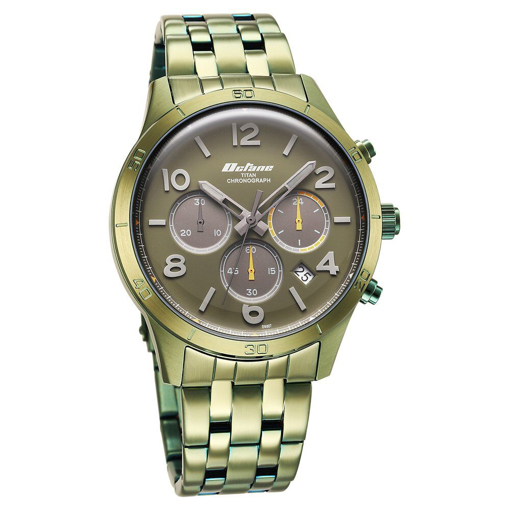 Titan Octane Classic Sporty Green Dial Chronograph Stainless Steel Strap watch for Men - The Watch Factory ®