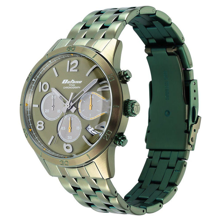 Titan Octane Classic Sporty Green Dial Chronograph Stainless Steel Strap watch for Men - The Watch Factory ®