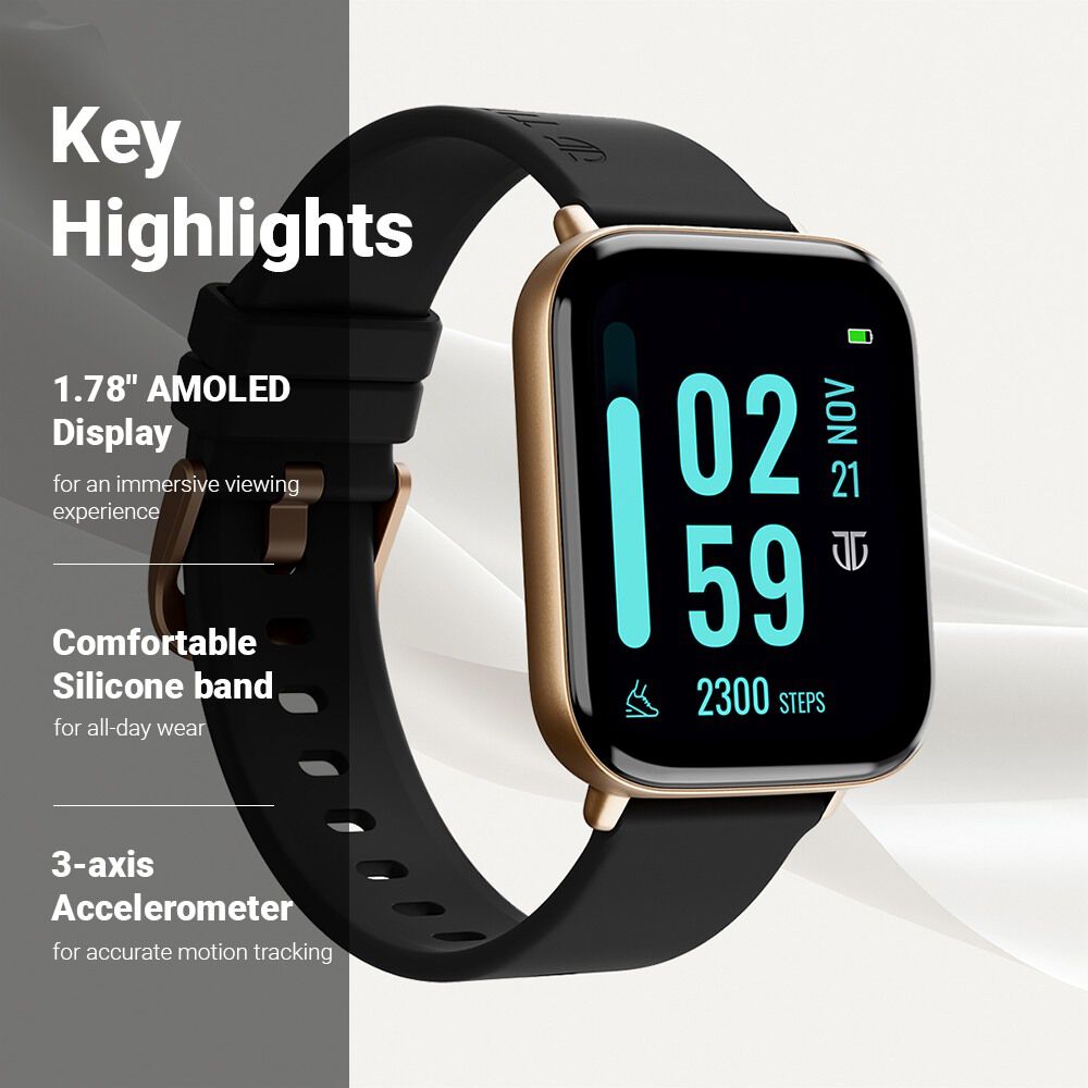 Titan Smart Watch Silicone Black Strap Watch For Unisex