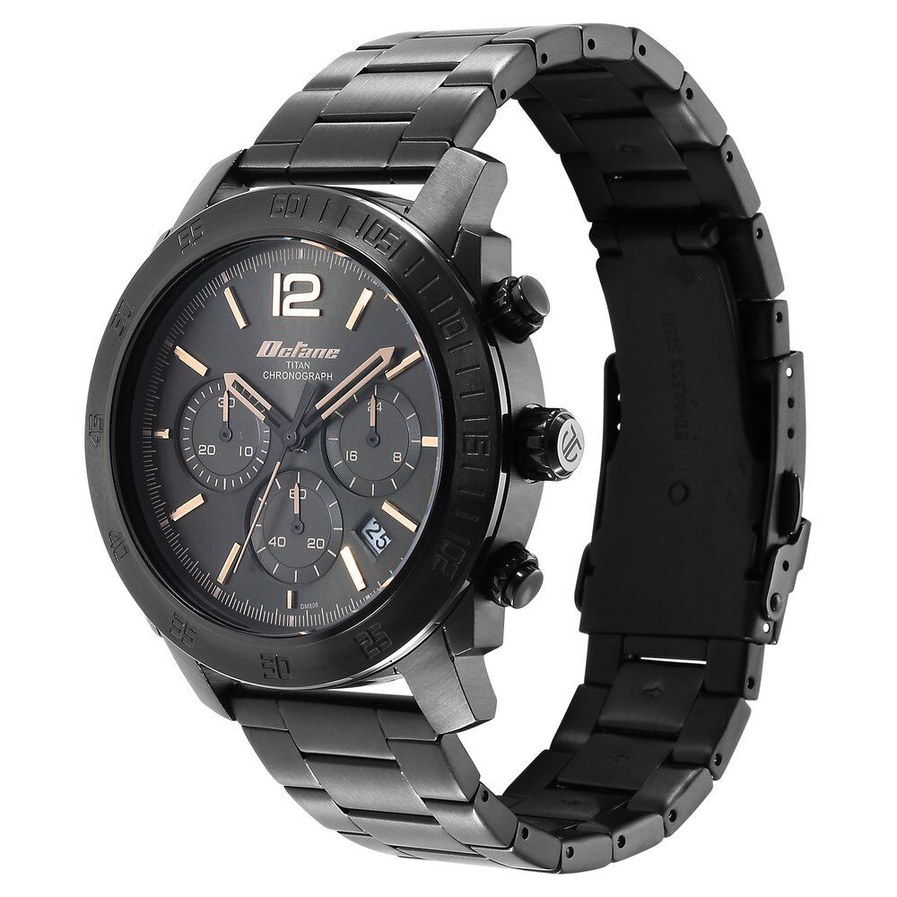 Titan Octane Classic Sporty Quartz Chronograph Black Dial Stainless Steel Strap watch for Men - The Watch Factory ®
