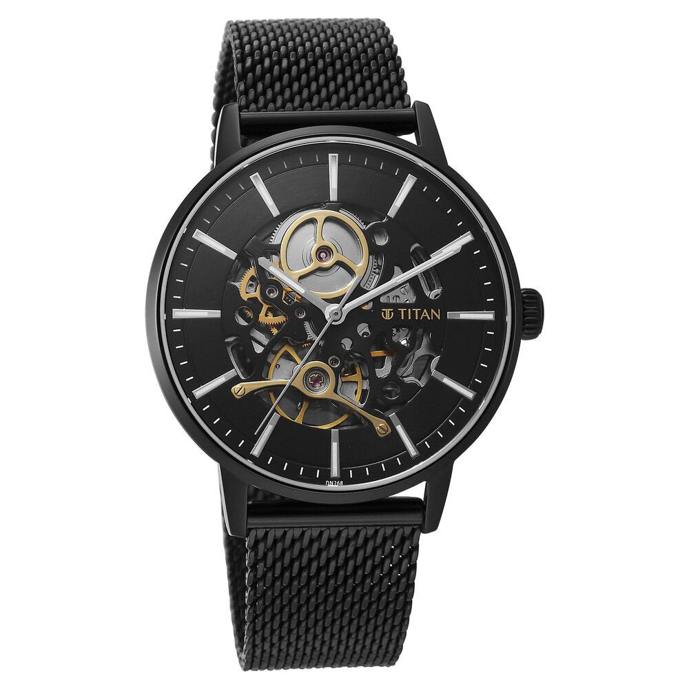 Titan Mechanical Slimline Black Dial Watch for Men - The Watch Factory ®