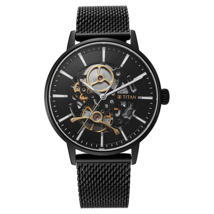 Titan Mechanical Slimline Black Dial Watch for Men - The Watch Factory ®