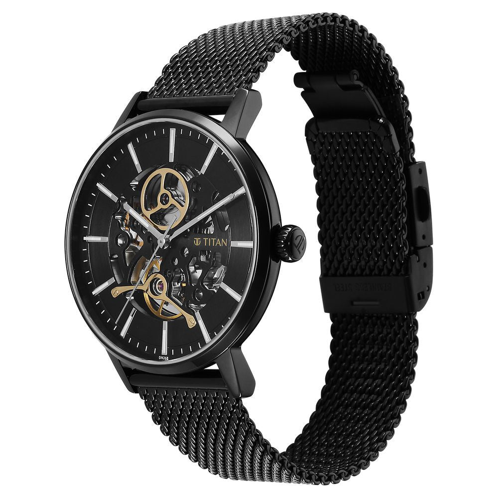 Titan Mechanical Slimline Black Dial Watch for Men - The Watch Factory ®