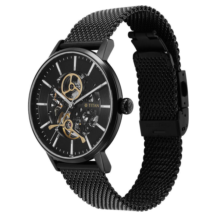 Titan Mechanical Slimline Black Dial Watch for Men - The Watch Factory ®