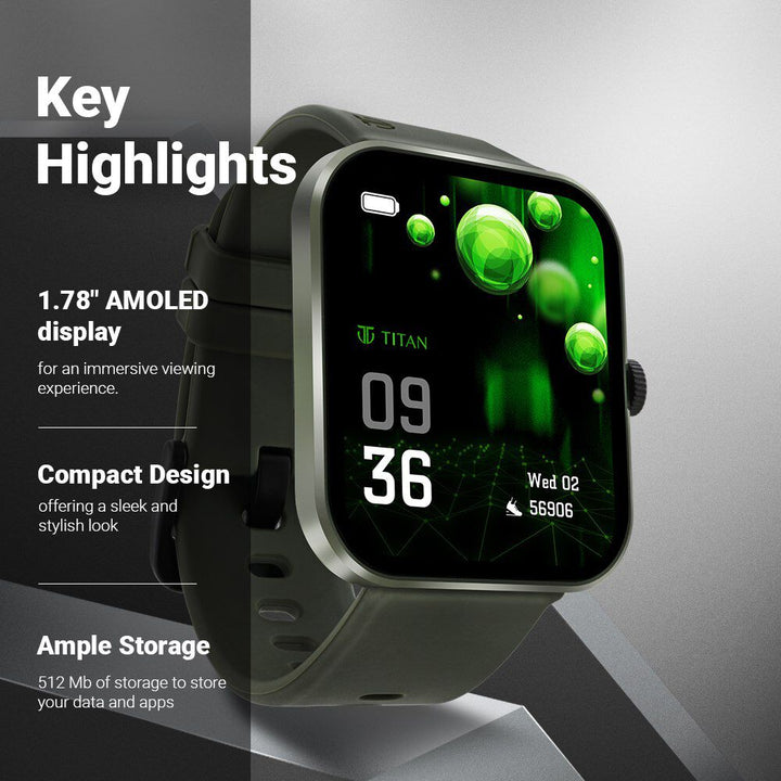 TitanTalk S Green Dial Smart Silicone Strap Watch For Unisex