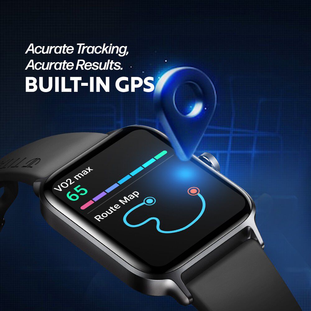 Titan Traveller With 4.52 Cm AMOLED Display, BT Calling, India's First FitVerse Smartwatch With Black Leather Strap