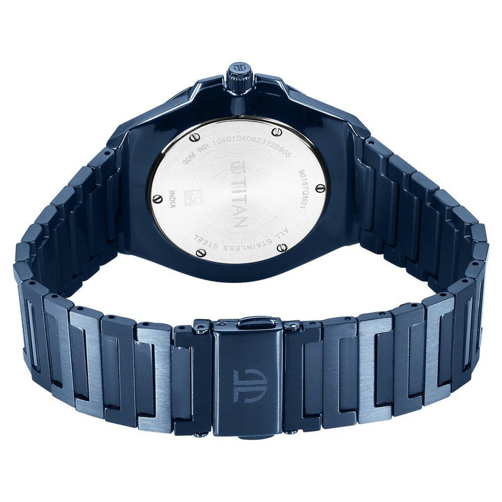 Titan Classic Slim Quartz Analog with Date Blue Dial Stainless Steel Strap Watch for Men - The Watch Factory ®