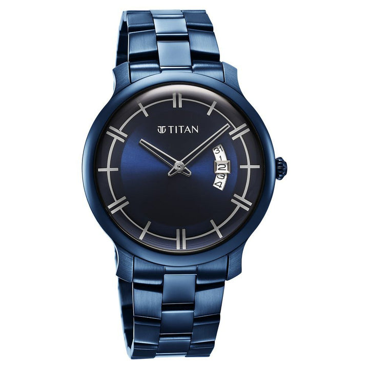 Titan Classic Distincta Blue Dial Analog with Date Stainless Steel Strap watch for Men - The Watch Factory ®