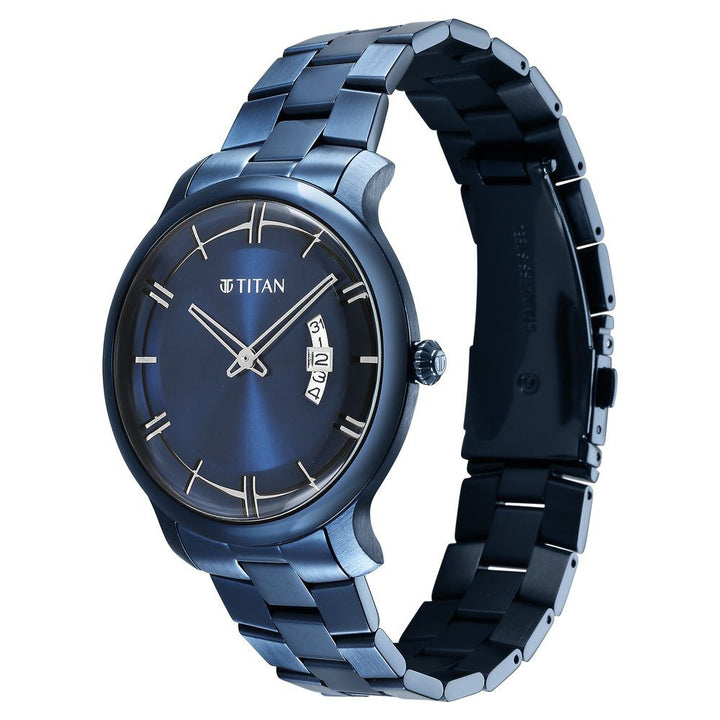 Titan Classic Distincta Blue Dial Analog with Date Stainless Steel Strap watch for Men - The Watch Factory ®